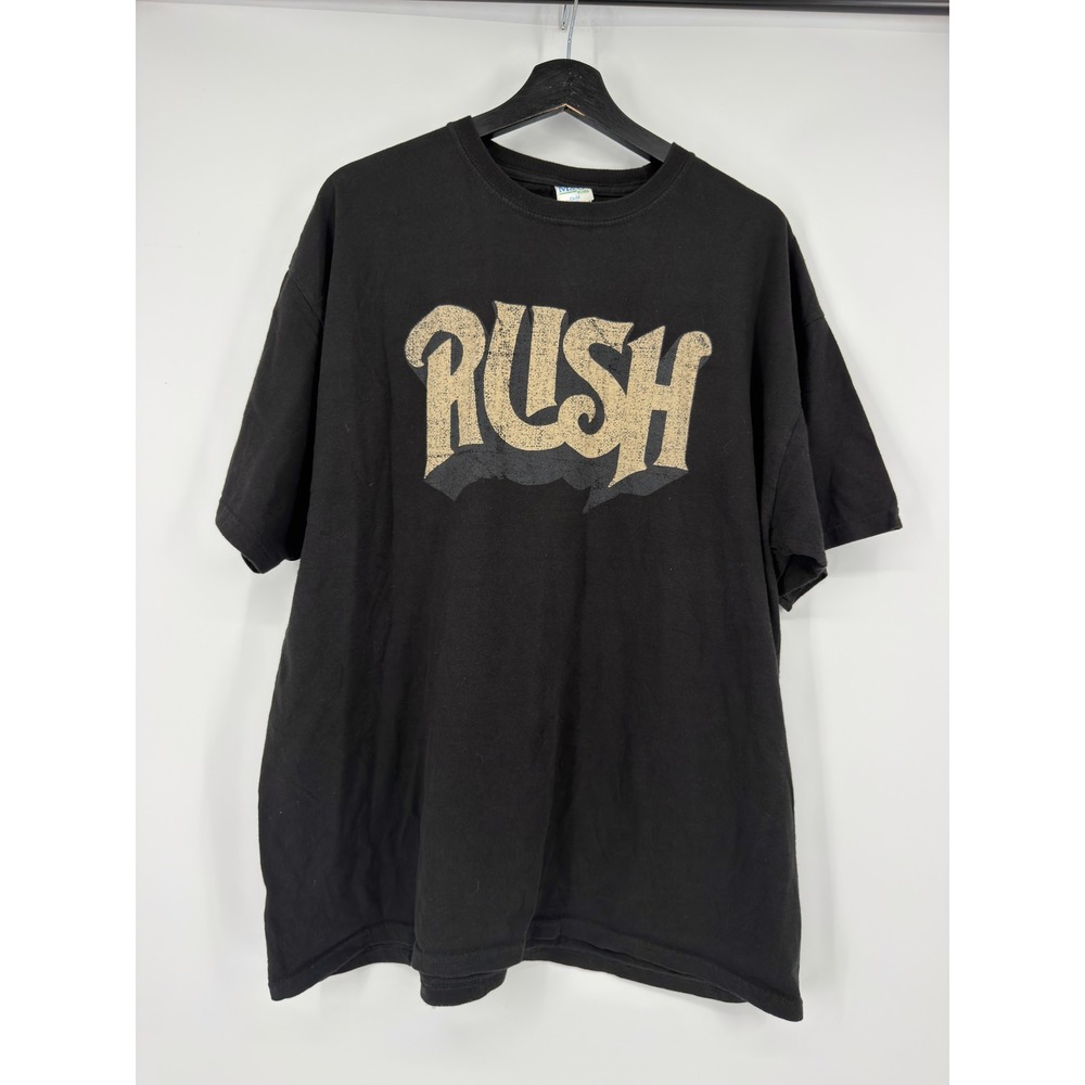 Rush Band Graphic T-Shirt Mens XL Black M&O Knits Short Sleeve Rock Tee Y2K VTG